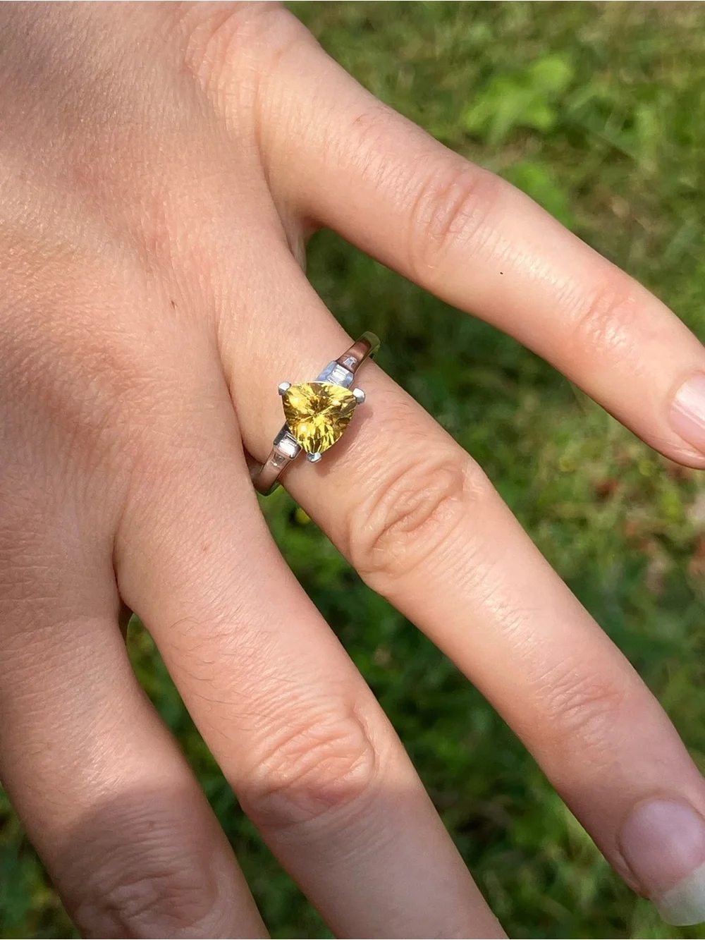 Golden Apatite Moissanite Ring Size 8